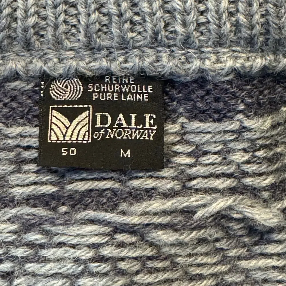 Dale of Norway Pure Wool Nordic Pewter Clasp Fair Isle Cardigan Sweater M/50